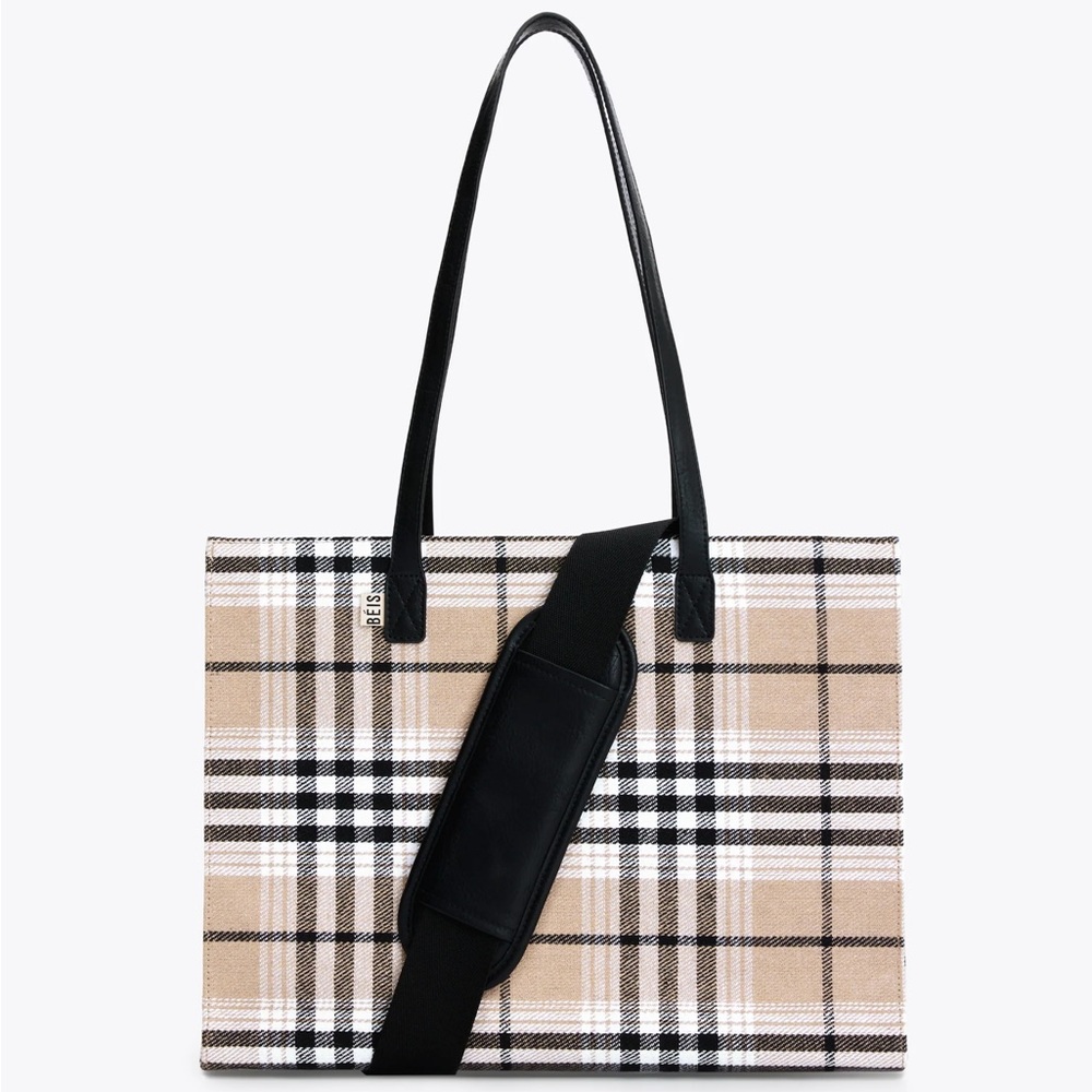 BEIS Plaid Work Tote